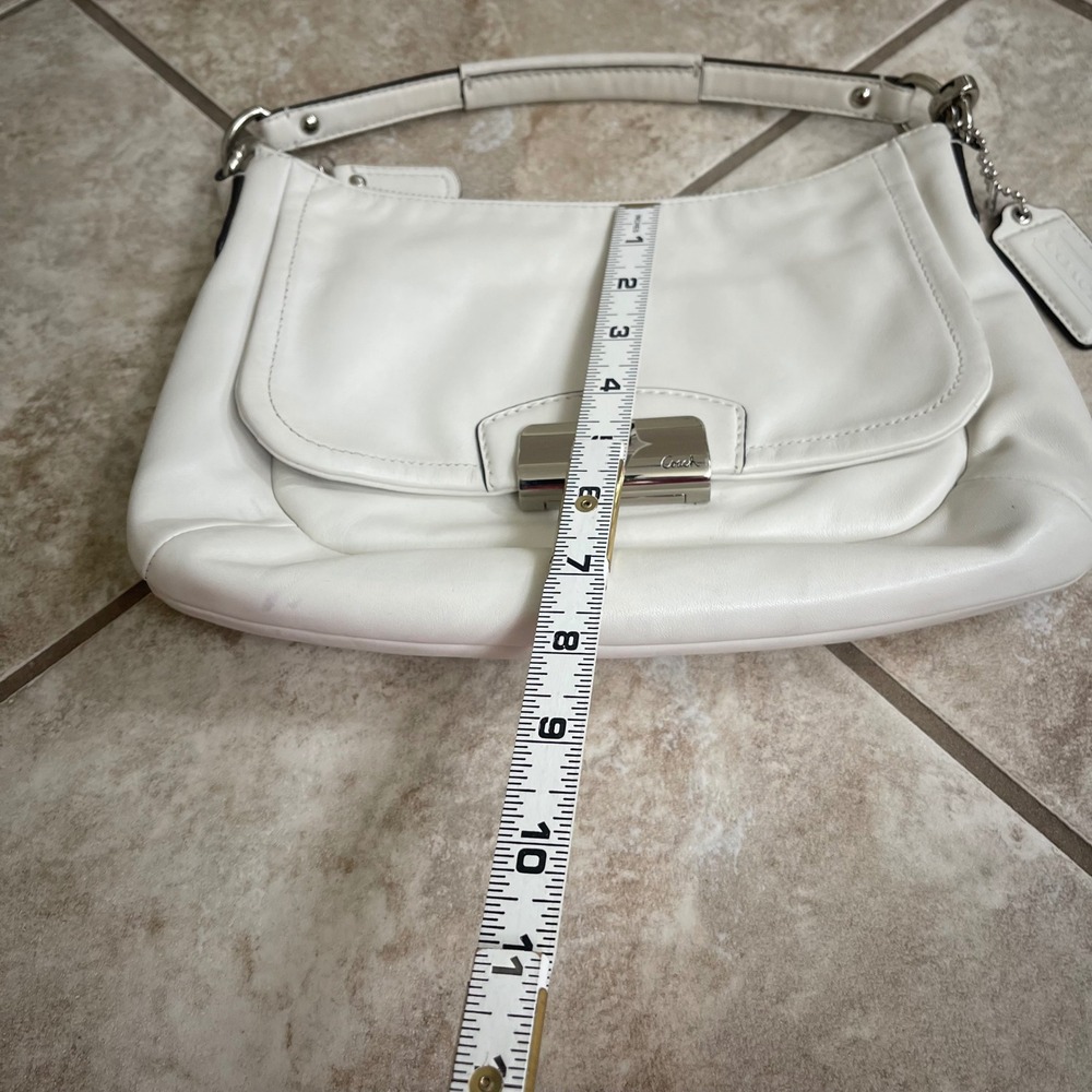 Coach kristin Leather Shoulder Bag Silver Turnlock Hobo Handbag 22308 white - Picture 2 of 14